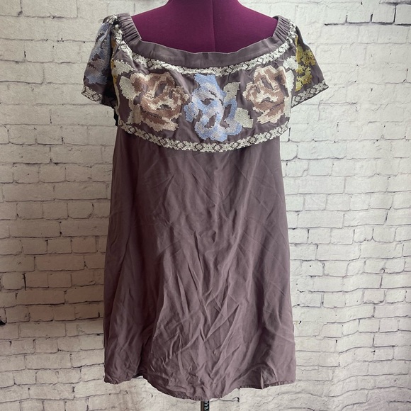 Jodifl size medium purple gray off the shoulder dress cross stitch design - Picture 1 of 5
